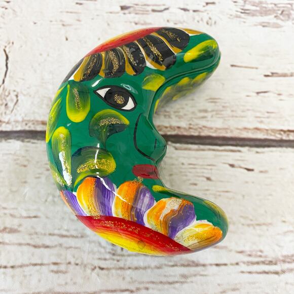 Moon Shaped Talavera Keepsake Box - Picture 2 of 6